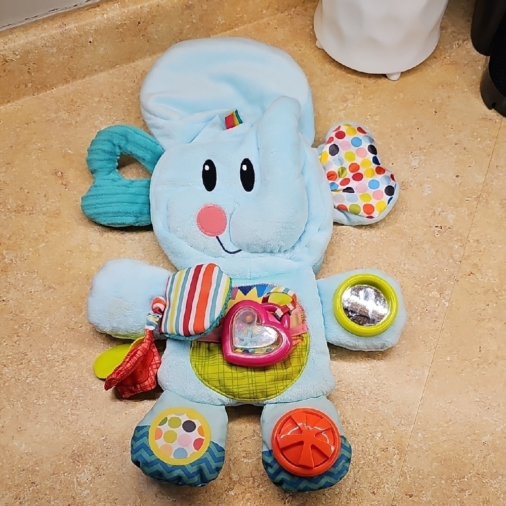 Blue Plush Elephant with Colorful Accents